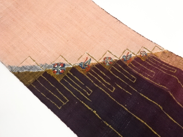 JAPANESE KIMONO / NAGOYA OBI / MAWATA TSUMUGI / WOVEN ABSTRACT BIRD